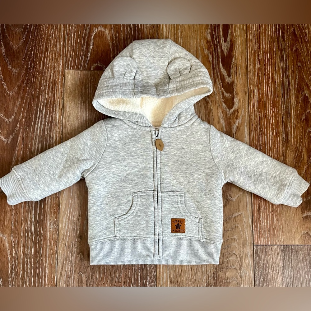 NWOT Simple Joys Unisex Baby Sherpa Lined Zipper Hoodie Size 0-3 Months Gray